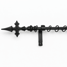 Solid Iron Curtain Pole Set With Church Cross Ends 